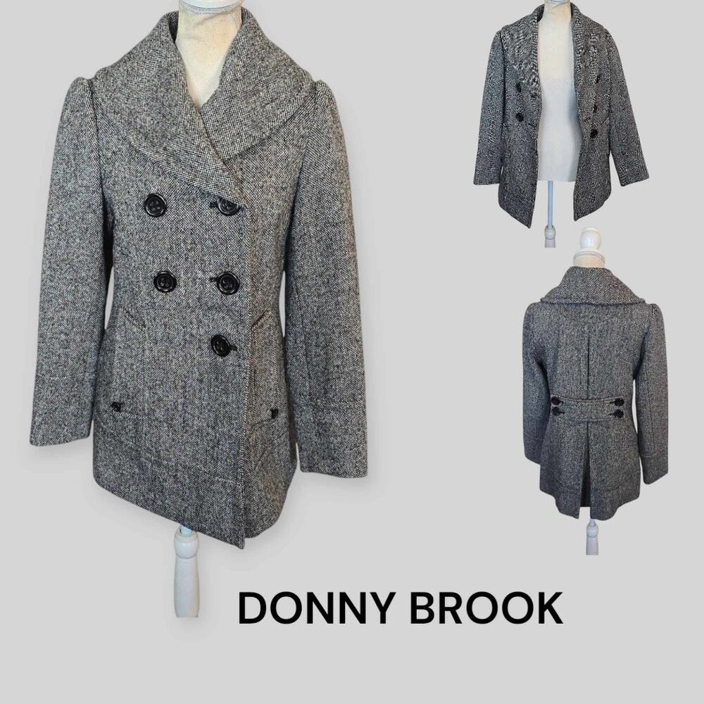 DONNYBROOK Women's Tweed Pattern Peacoat  Wool Blend  Jacket Size 2